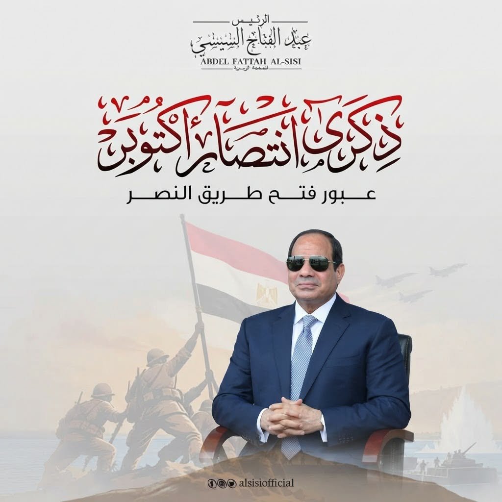 الرئيس عبد الفتاح السيسي يهنئ الشعب المصري والقوات المسلحة في ذكرى انتصارات أكتوبر المجيدة