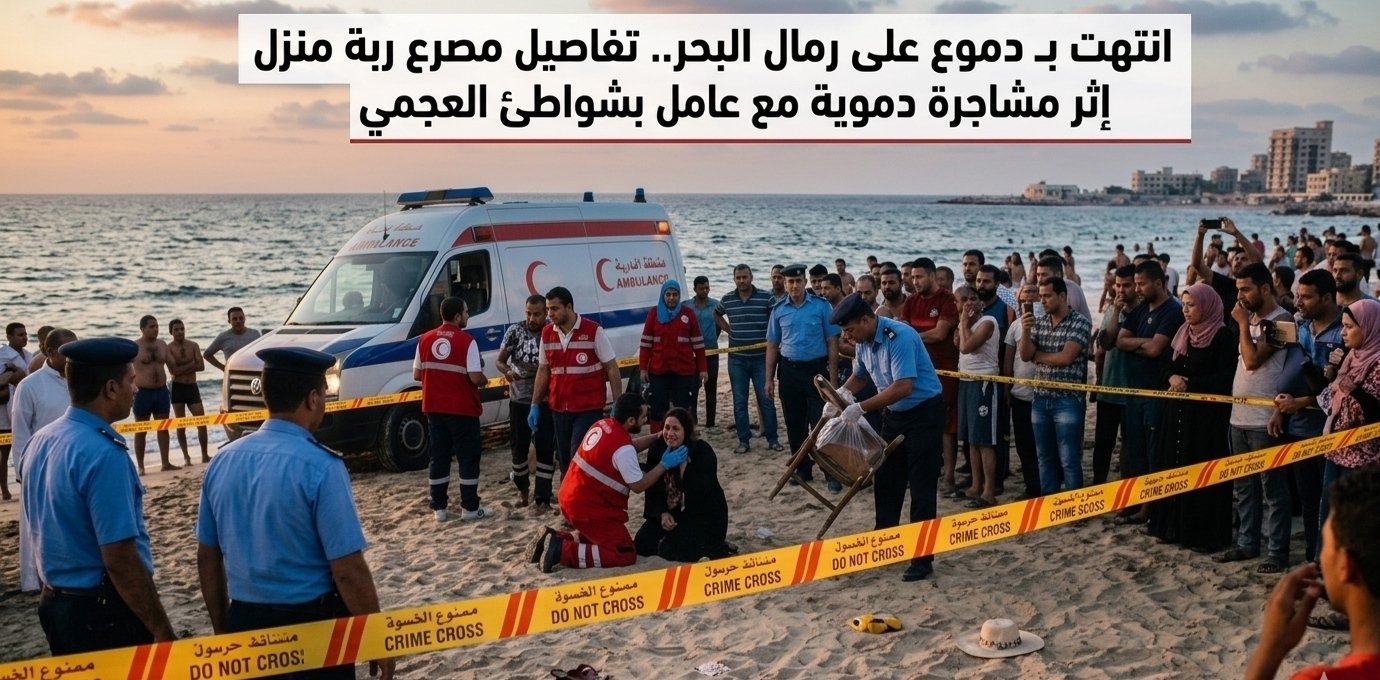 خلاف تافه يتحول لمأساة دموية.. سيدة تفارق الحياة على رمال شاطئ العجمي والسبب صدمة
